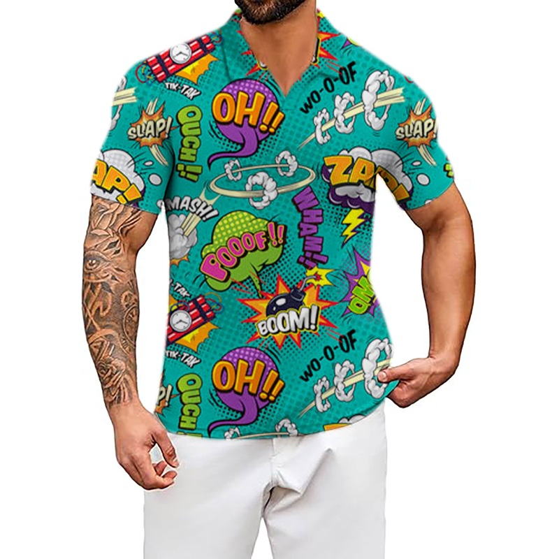 Men’s Green boom V Neck Golf Polo Shirts