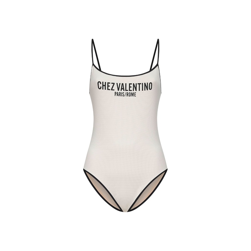 Pink Chez Valentino print one-piece swimsuit