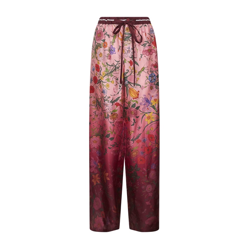 Printed silk twill trousers|42|44