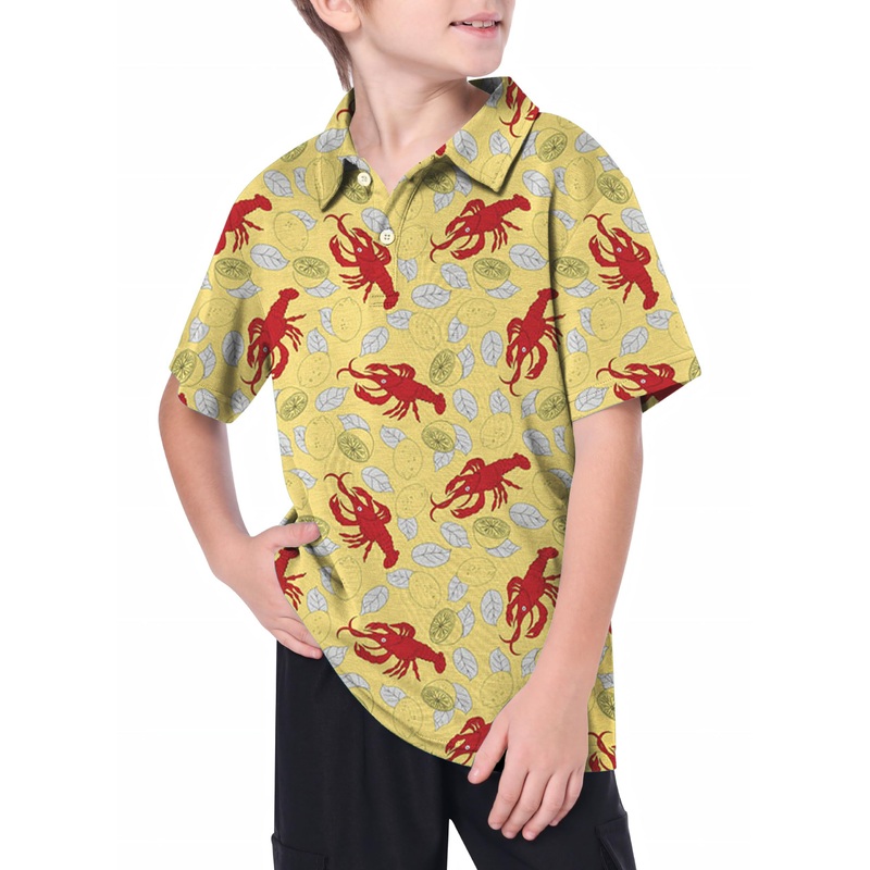 Youth Yellow-Crawfish-Lemon Golf Polo