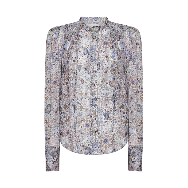 Ecru printed crepe Noeline blouse