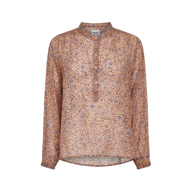 Rust printed cotton voile Maria blouse