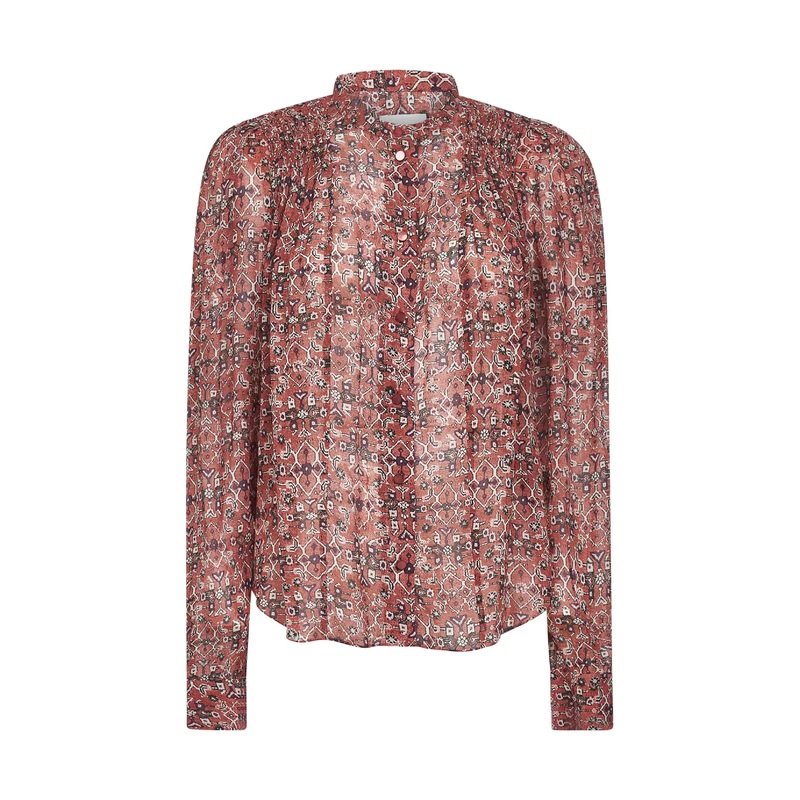Rust printed crepe Noeline blouse