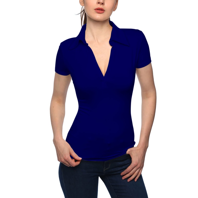 Women’s pure navy V Neck Golf Polo