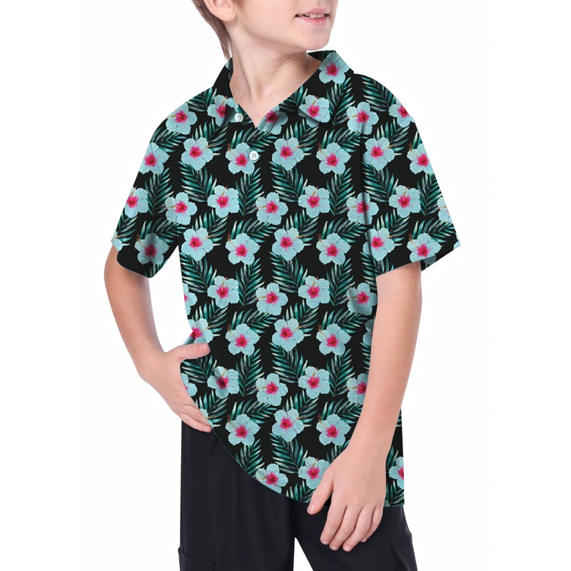 Youth Tropical Flowers Golf Polo