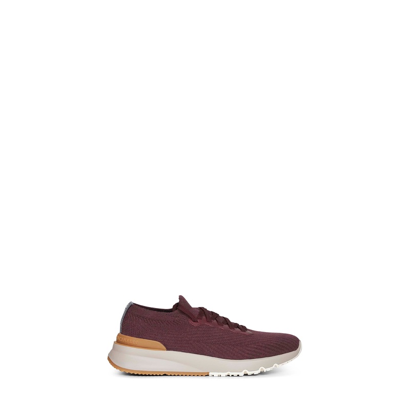 Burgundy knit and leather runners