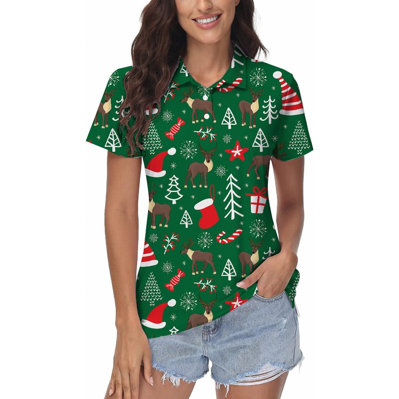 Elk deer Christmas Women’s Golf Polo