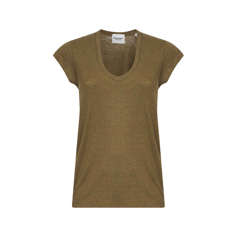 Khaki lightweight linen Zankou T-shirt