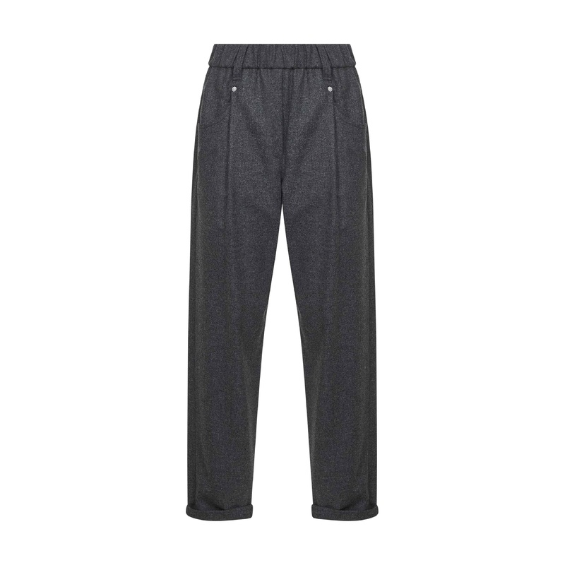 Lead grey wool and cashmere Baggy trousers