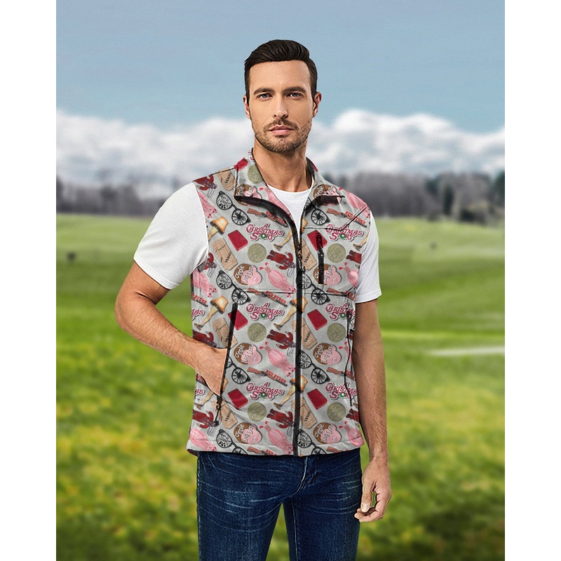 Men’s Christmas Story Lightweight Softshell Vest Sleeveless Jacket for Golf