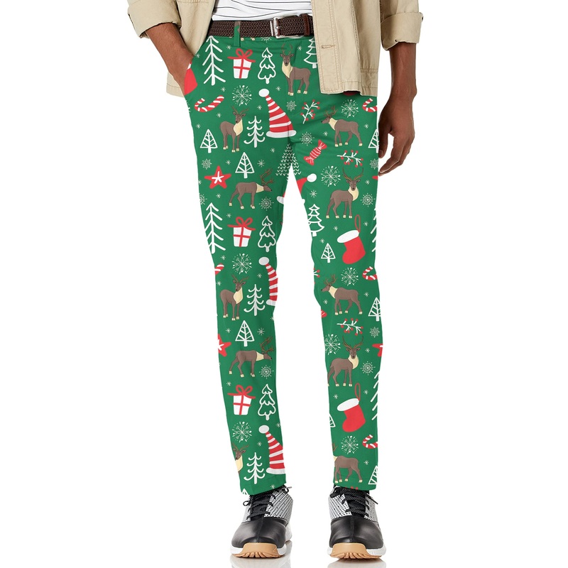 Men’s Elk deer Christmas Stretch Golf pants trousers