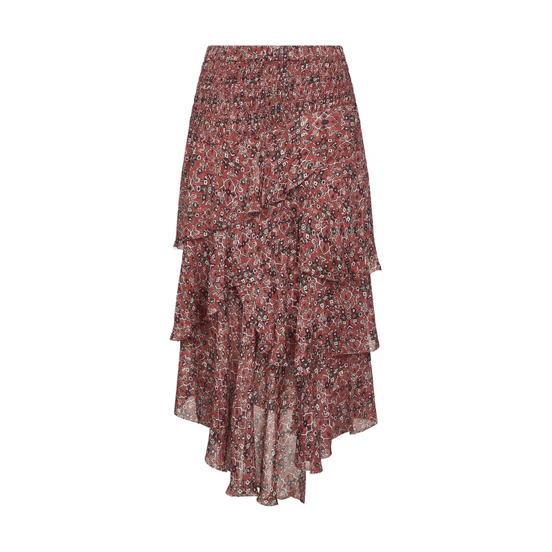 Rust printed georgette Brigitte midi skirt