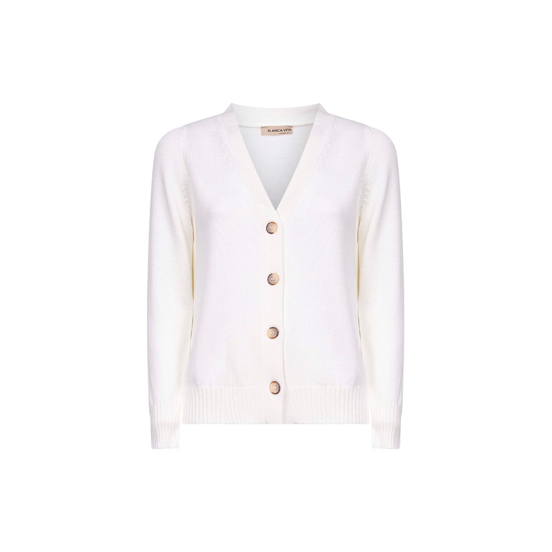 White virgin wool knit cardigan