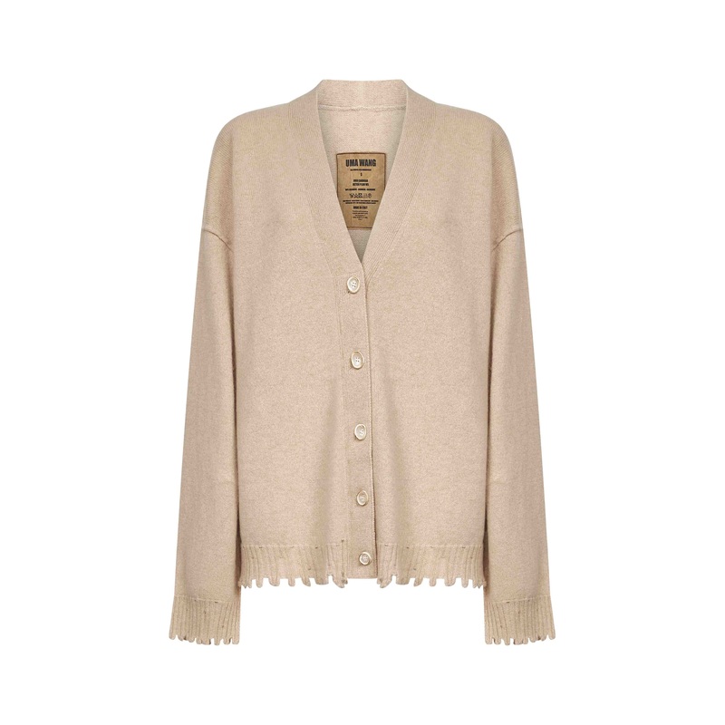 Beige cashmere knit over cardigan