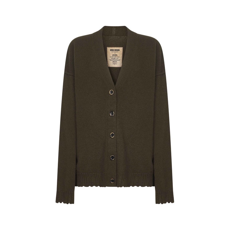 Green cashmere knit over cardigan