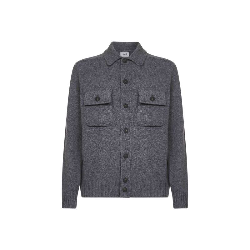 Grey virgin wool knit jacket|48|50|52|54|56