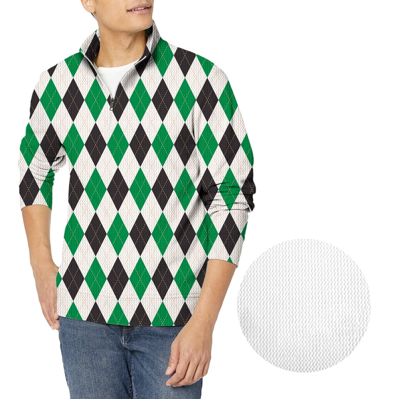 Argyle grid-Men’s Golf Waffle Zipper Pullover