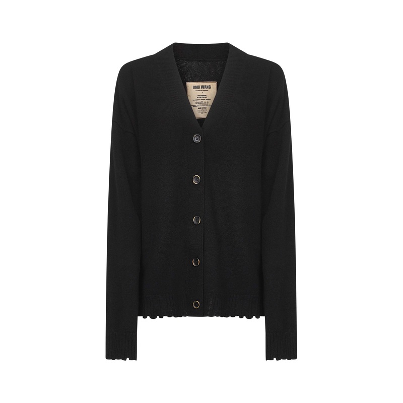 Black cashmere knit over cardigan