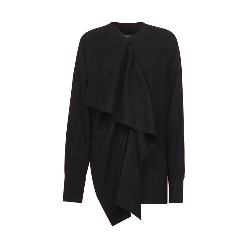 Black virgin wool frontera canvas blouse