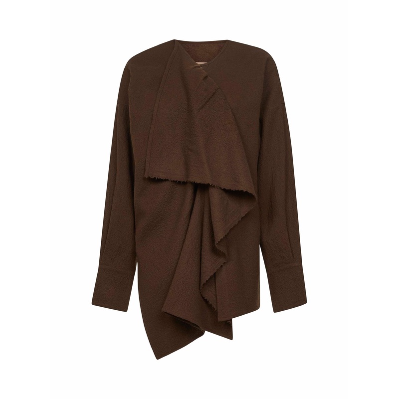 Brown virgin wool frontera canvas blouse