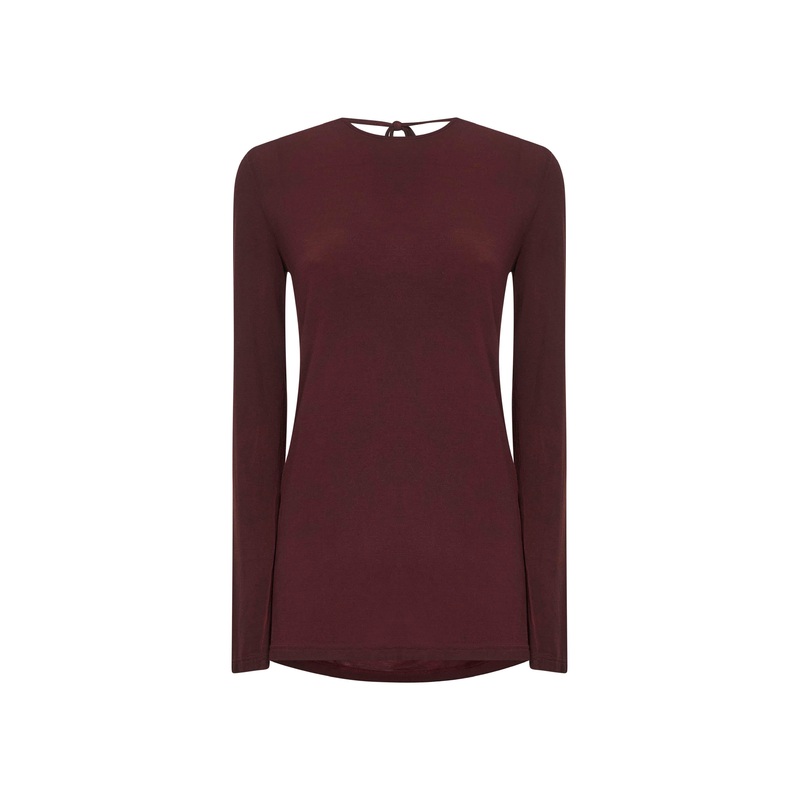 Dark red stretch jersey blouse