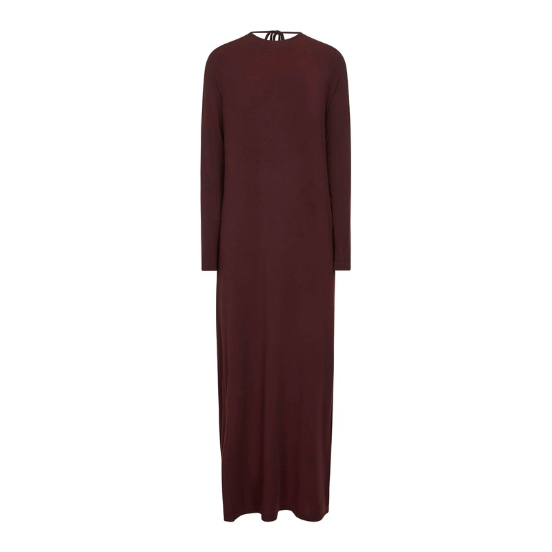 Dark red stretch jersey Dea long dress