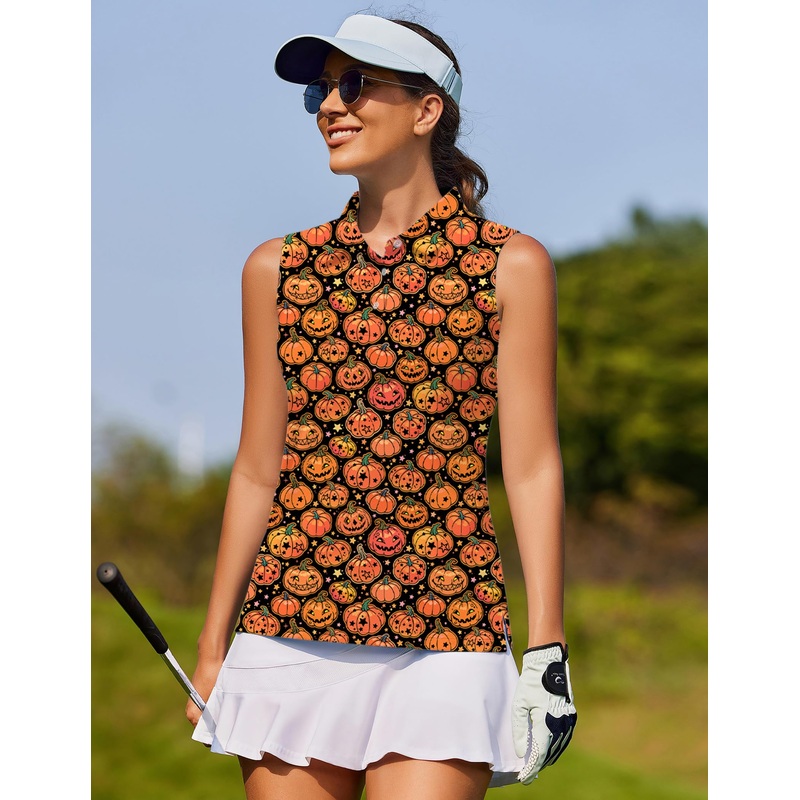 Halloween Star Pumpkin Bones Women’s golf Sleeveless shirt
