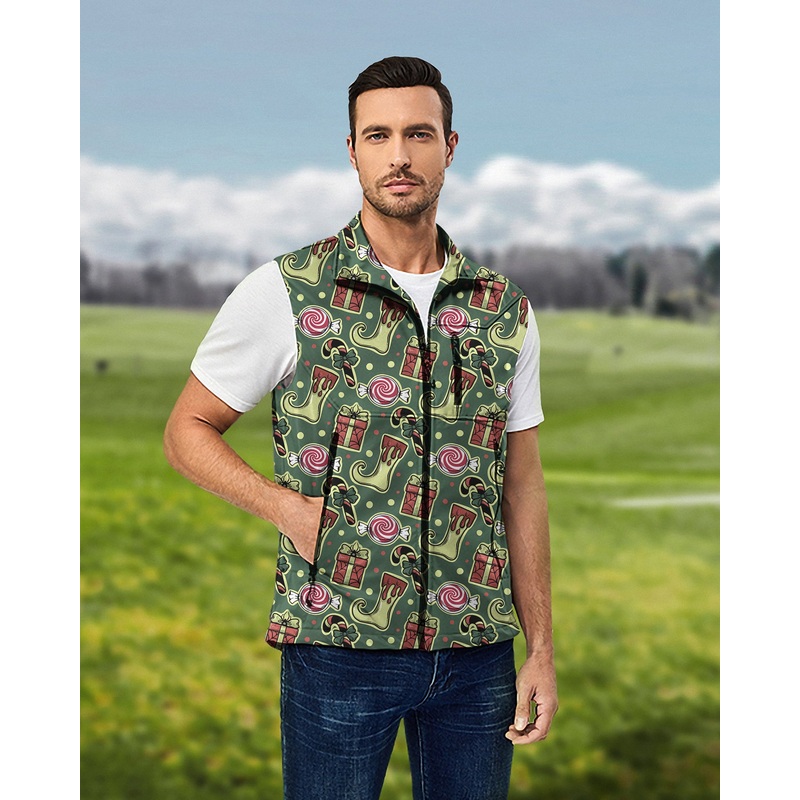 Men’s Christmas socks Gift Lightweight Softshell Vest Sleeveless Jacket for Golf