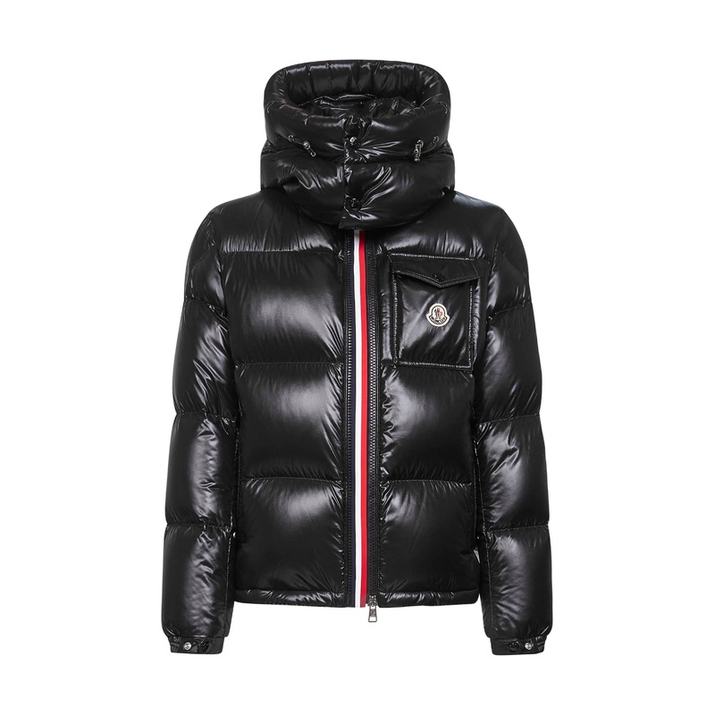 Black Montbeliard short hooded down jacket