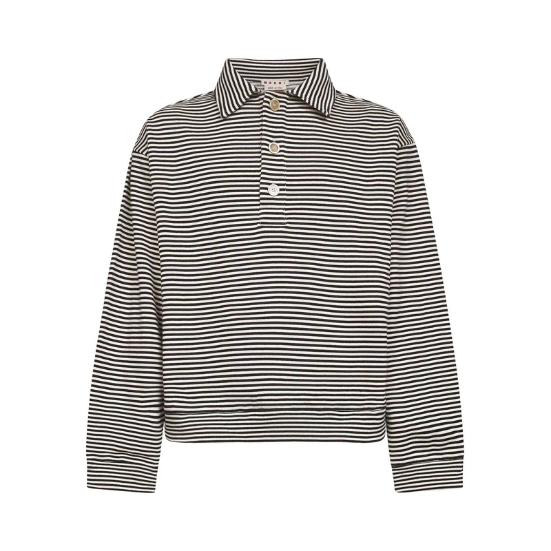 Black striped cotton polo sweatshirt