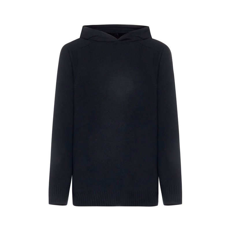 Black Super Geelong wool hoodie