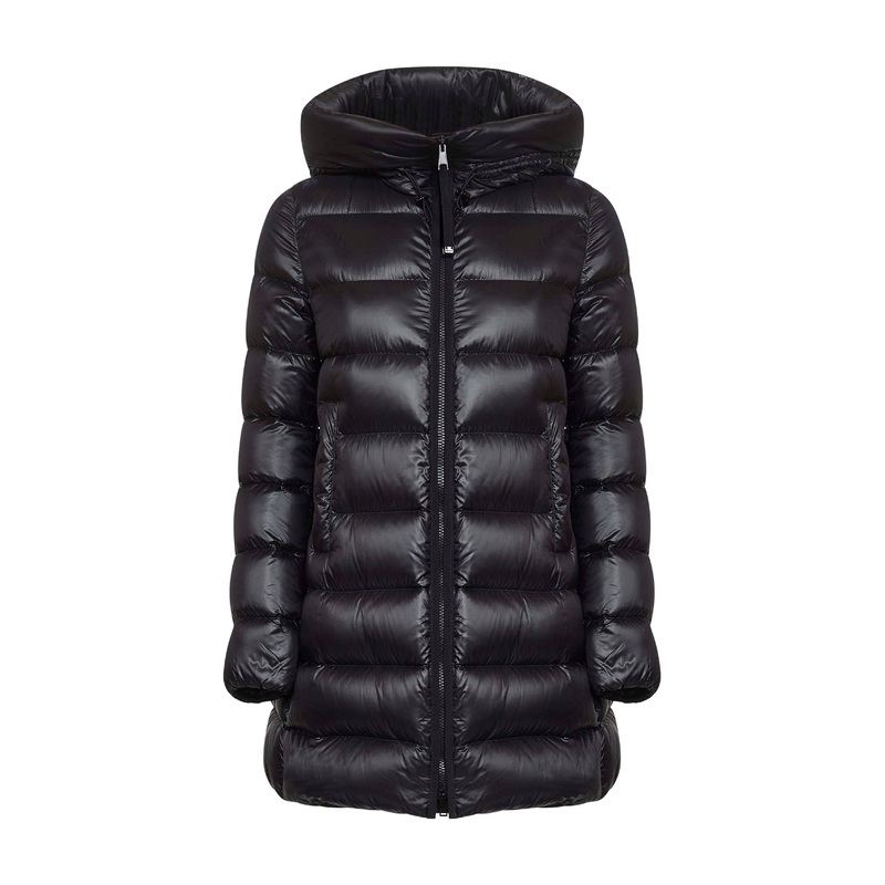 Black Suyenne midi hooded down jacket