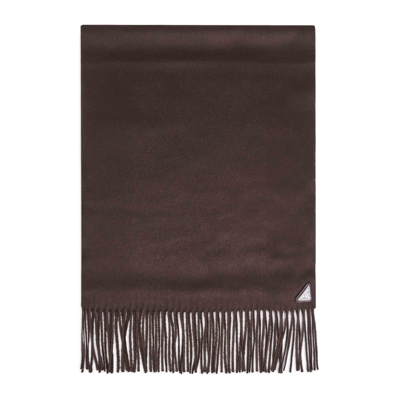 Brown silk and cashmere scarf|PZ