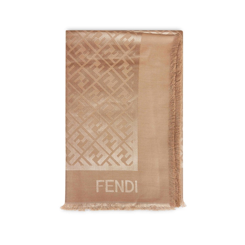 Camel silk and wool FF shawl|PZ