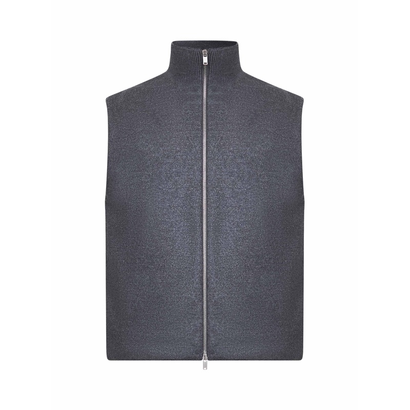 Grey melton wool padded vest|46|48|50