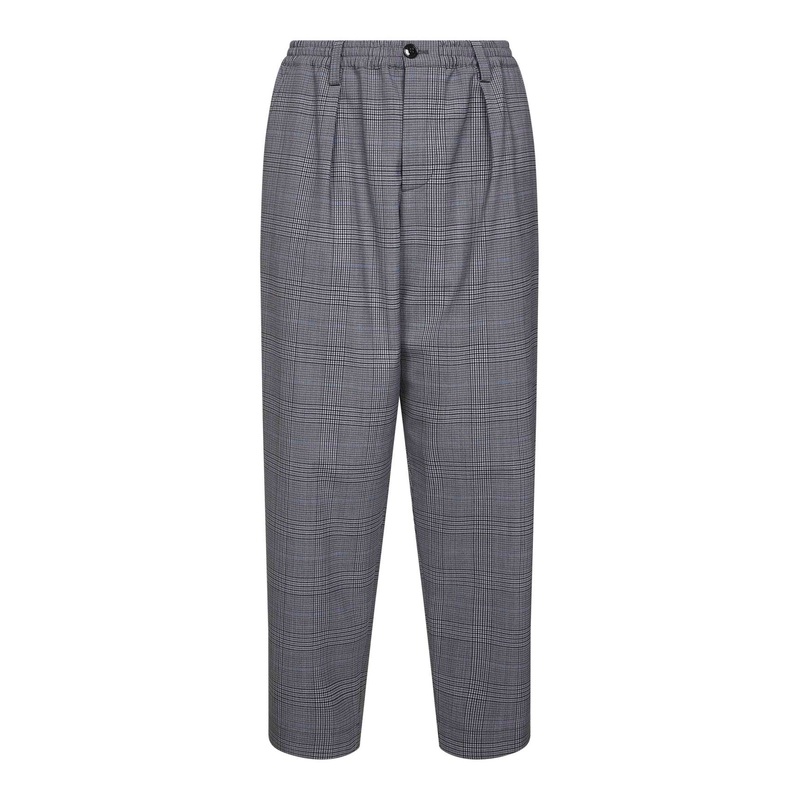 Grey Prince of Wales check tropical wool cropped trousers