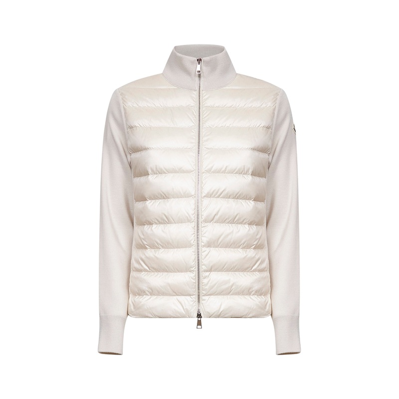 Ivory wool zip-up padded cardigan
