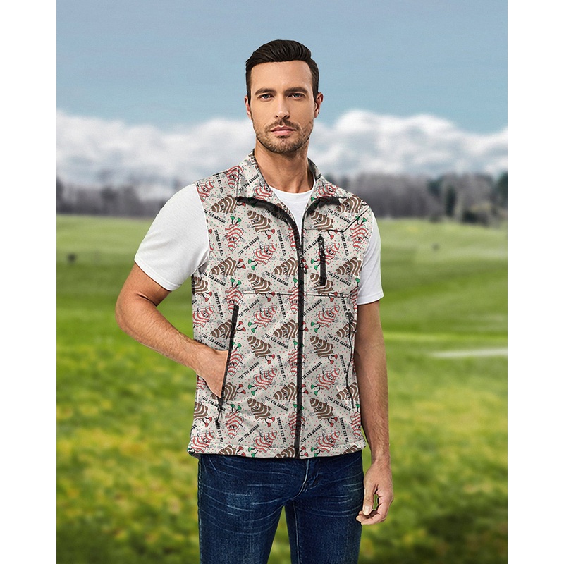 Men’s Cake Christmas Lightweight Softshell Vest Sleeveless Jacket for Golf
