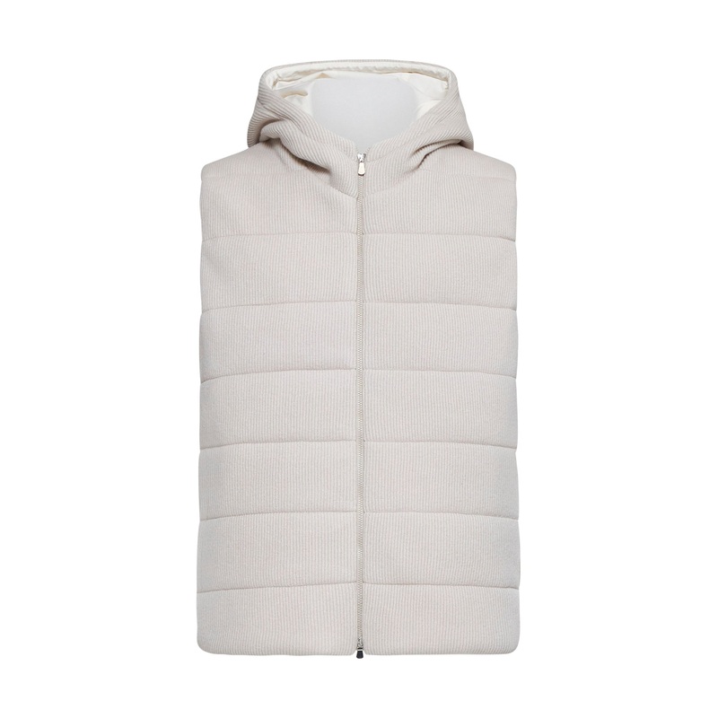 Pink knit padded hooded vest|48|50|52|54
