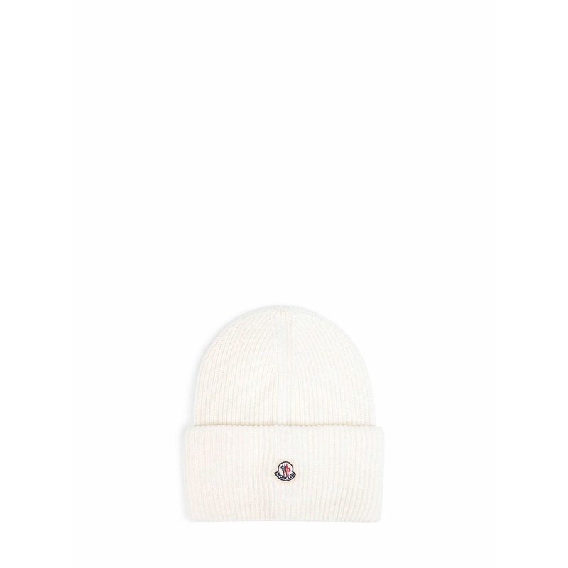 White ribbed wool beanie|PZ