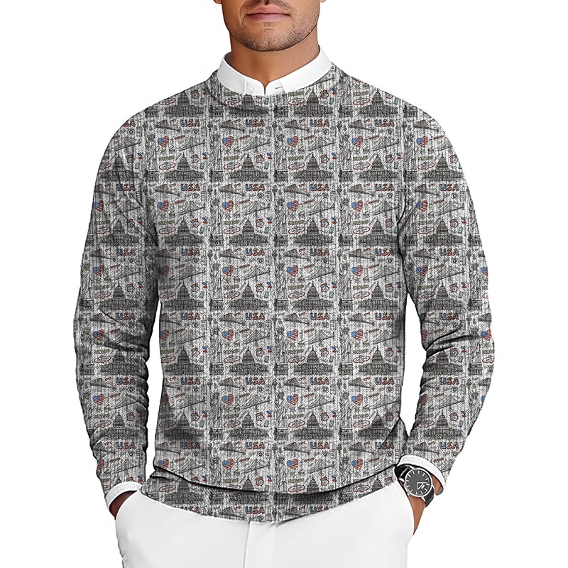 American travel Men’s Golf Crewneck Pullover Sweaters Ugly Sweater