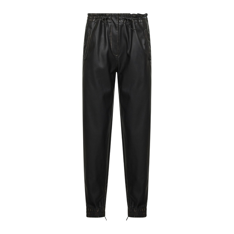 Black distressed eco-leather P-Hoenix trousers