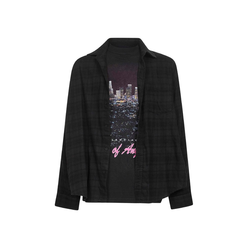 Black poplin and jersey Layered Shirt