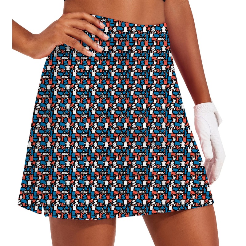 Women’s USA national ornament Golf Skirts Inner Shorts Pocket