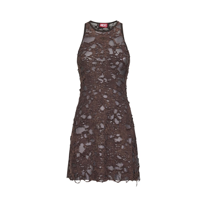 Brown destroyed jersey D-Ilmy minidress