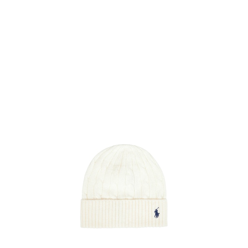 Cream cable-knit wool and cashmere beanie