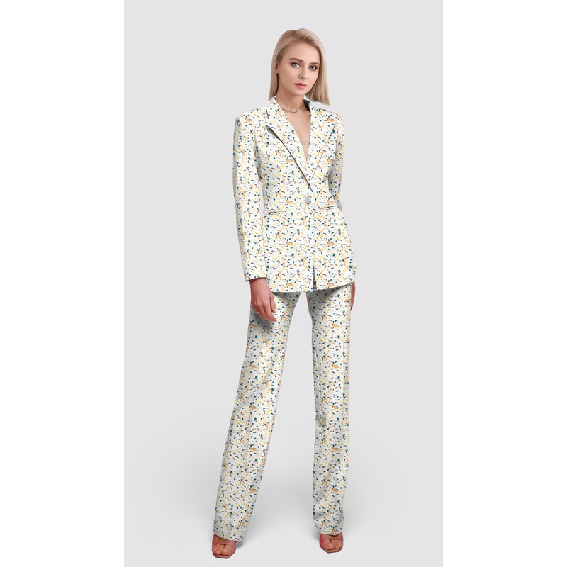Yellow terrazzo-Women’s Blazer Casual Work Office Blazer Suit set
