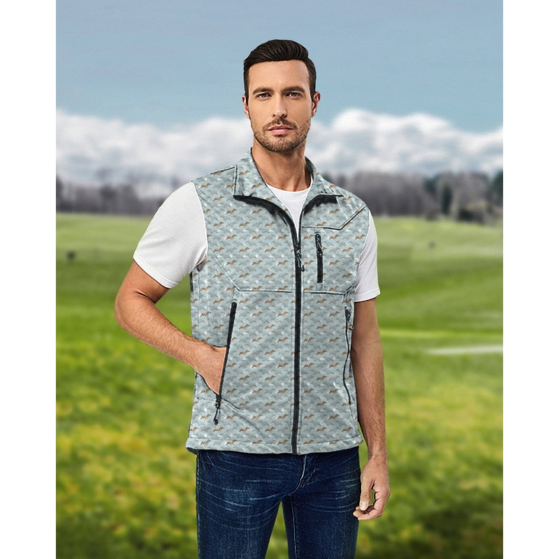 Men’s American Bald Eagle Lightweight Softshell Vest Sleeveless Jacket for Golf Windproof Waterproof