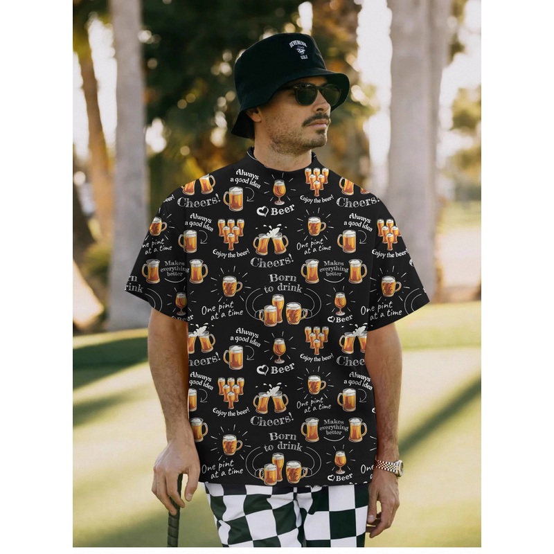 Men’s cheer beer Pullover High neck Long/Short sleeve T-Shirt