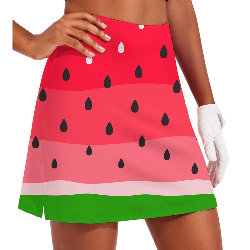 Women’s watermelon Golf Skirts Inner Shorts Pocket